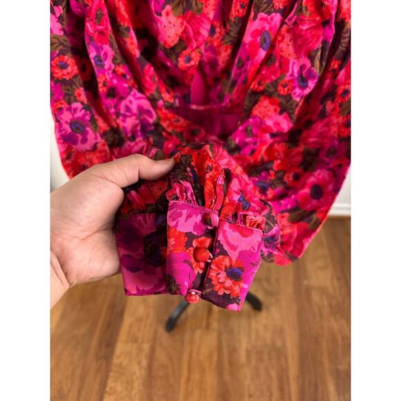 B47 For Love & Lemons Lauren Floral Mini Dress Women Small Romantic Bohemian - Picture 7 of 9